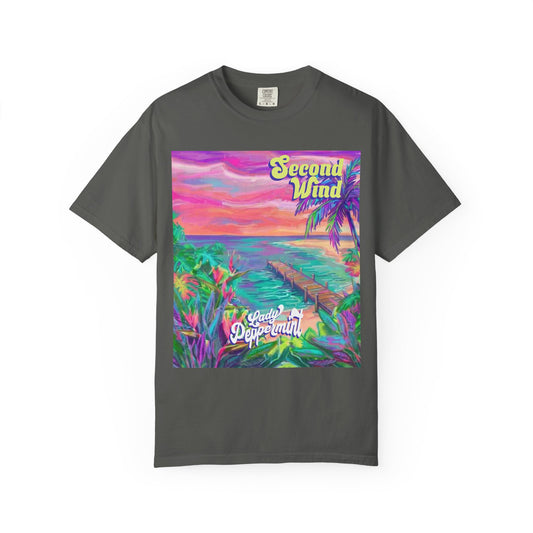 Second Wind Sunset Beach T-Shirt — Tropical Vintage Surf Graphic Tee