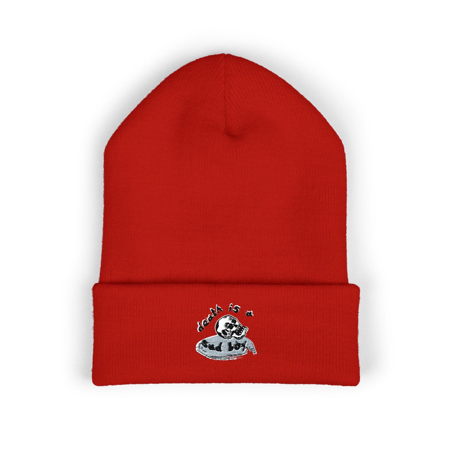 Death Is A Sad Boy Embroidered Classic Cuffed Beanie