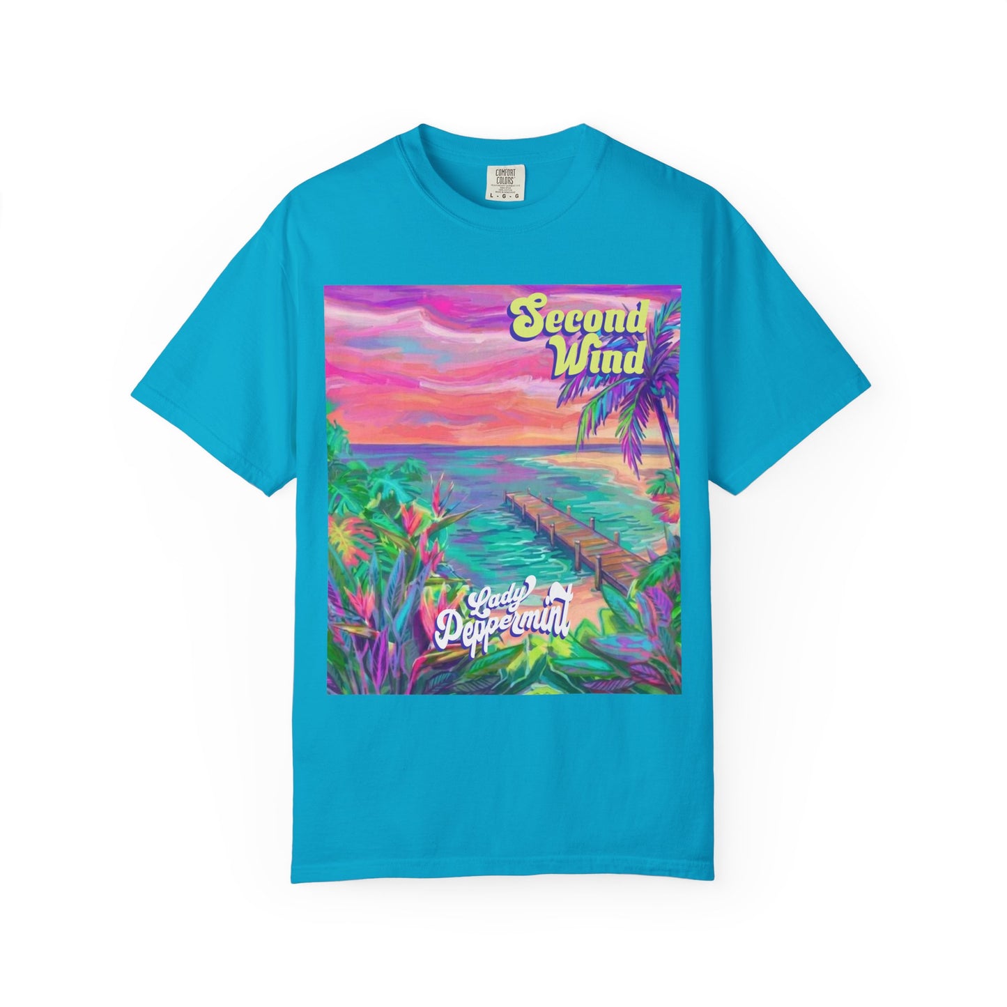 Second Wind Sunset Beach T-Shirt — Tropical Vintage Surf Graphic Tee