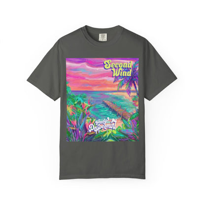 Second Wind Sunset Beach T-Shirt — Tropical Vintage Surf Graphic Tee
