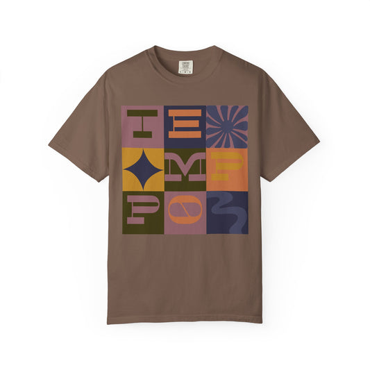 Retro Geometric Grid T-Shirt — Vintage-Inspired Colorblock Design