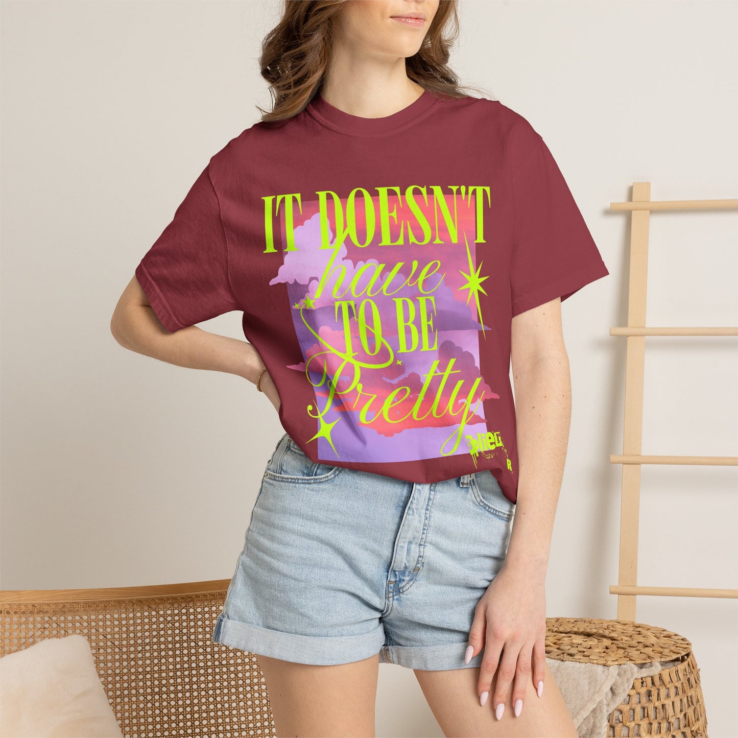Graphic T-Shirt — "It Doesn't Have to Be Pretty" Neon Retro Design