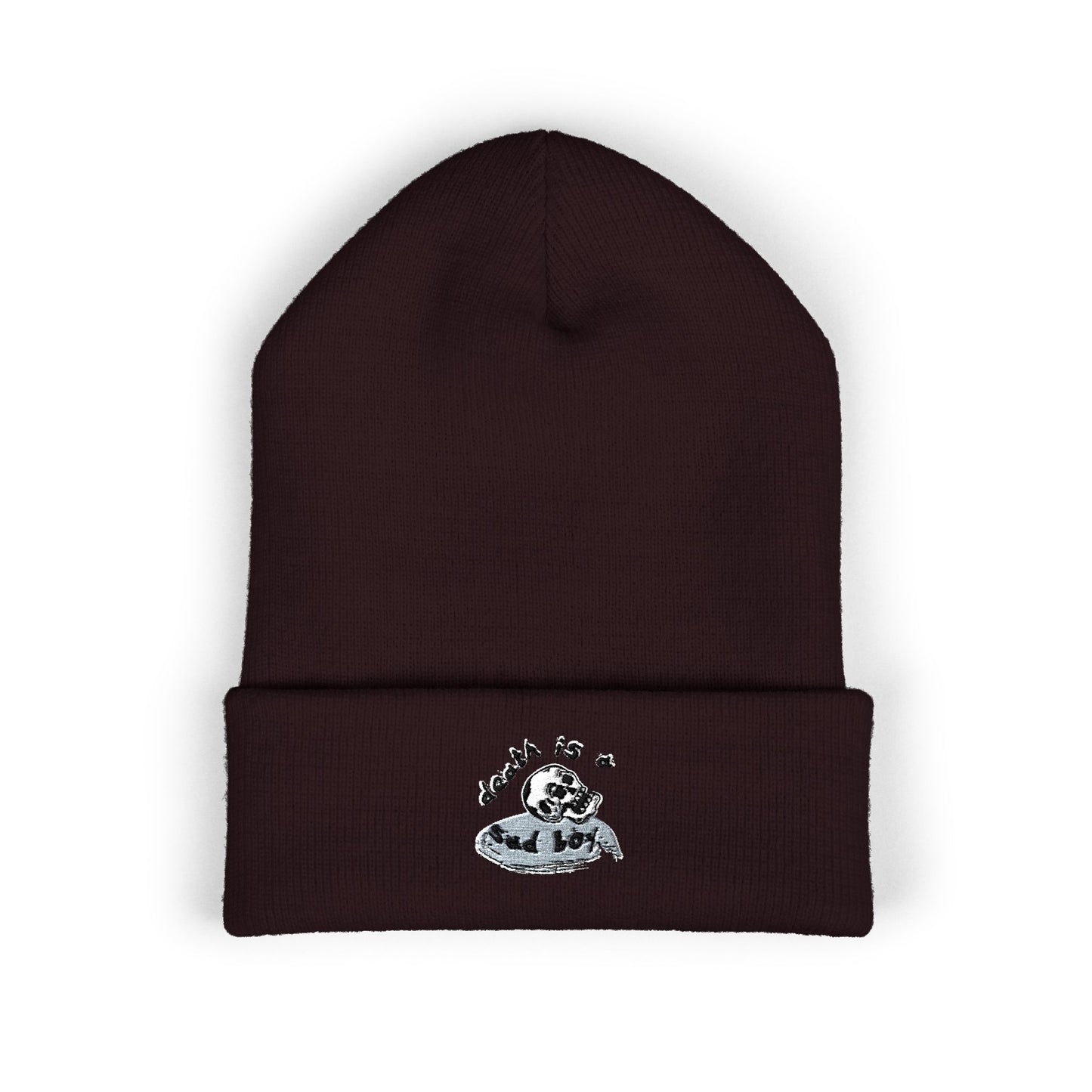 Death Is A Sad Boy Embroidered Classic Cuffed Beanie