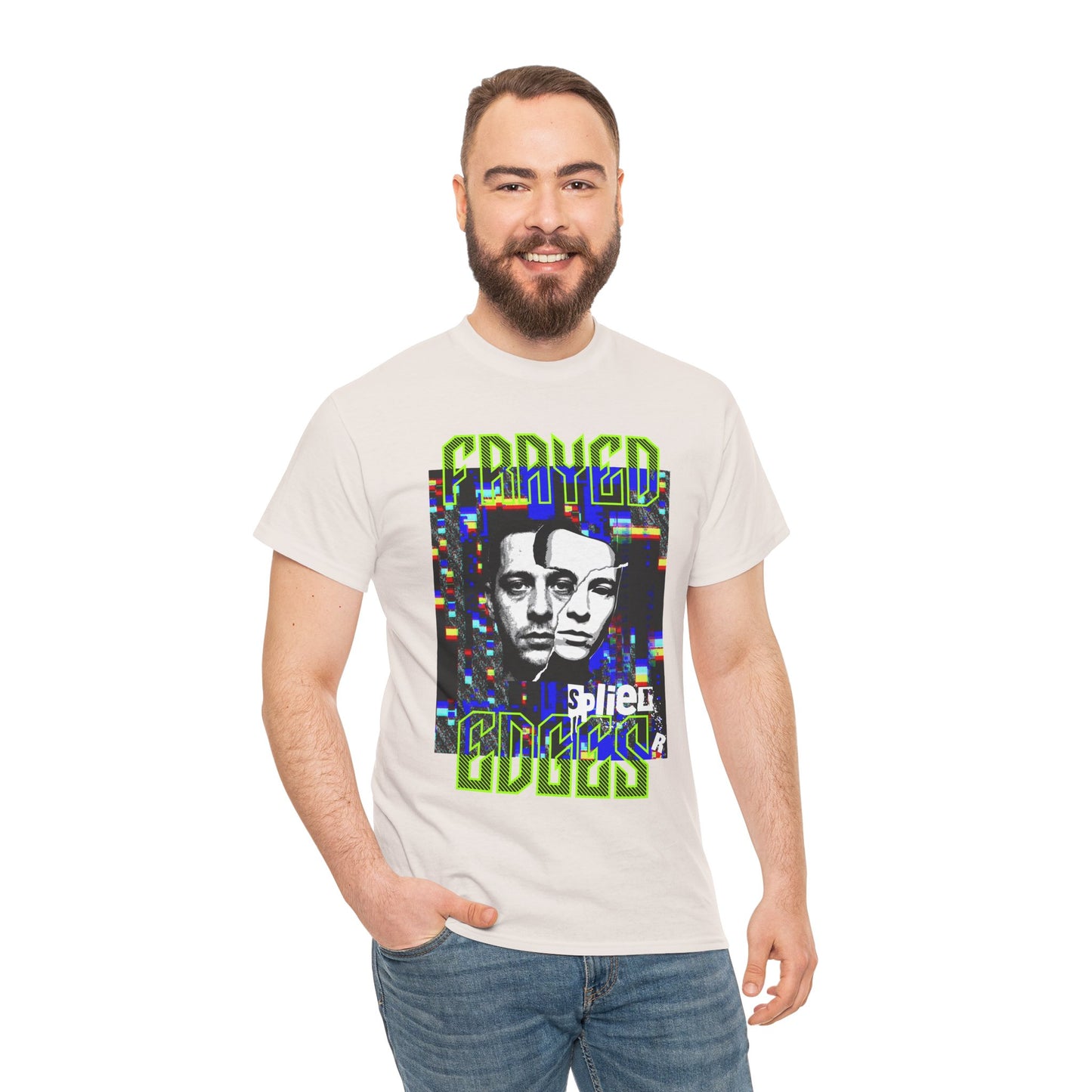 Retro Glitch Faces Tee — "Grown" Graphic Vintage-Inspired T-Shirt