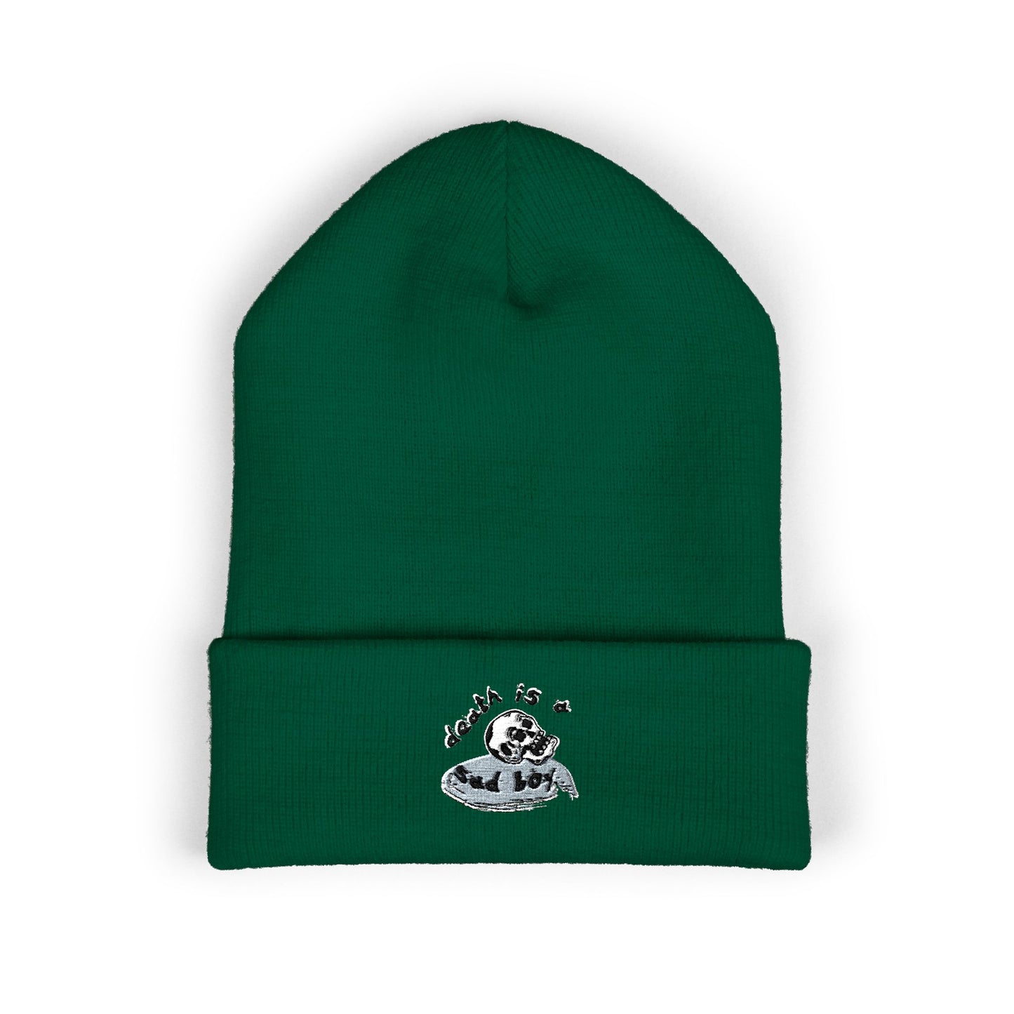 Death Is A Sad Boy Embroidered Classic Cuffed Beanie