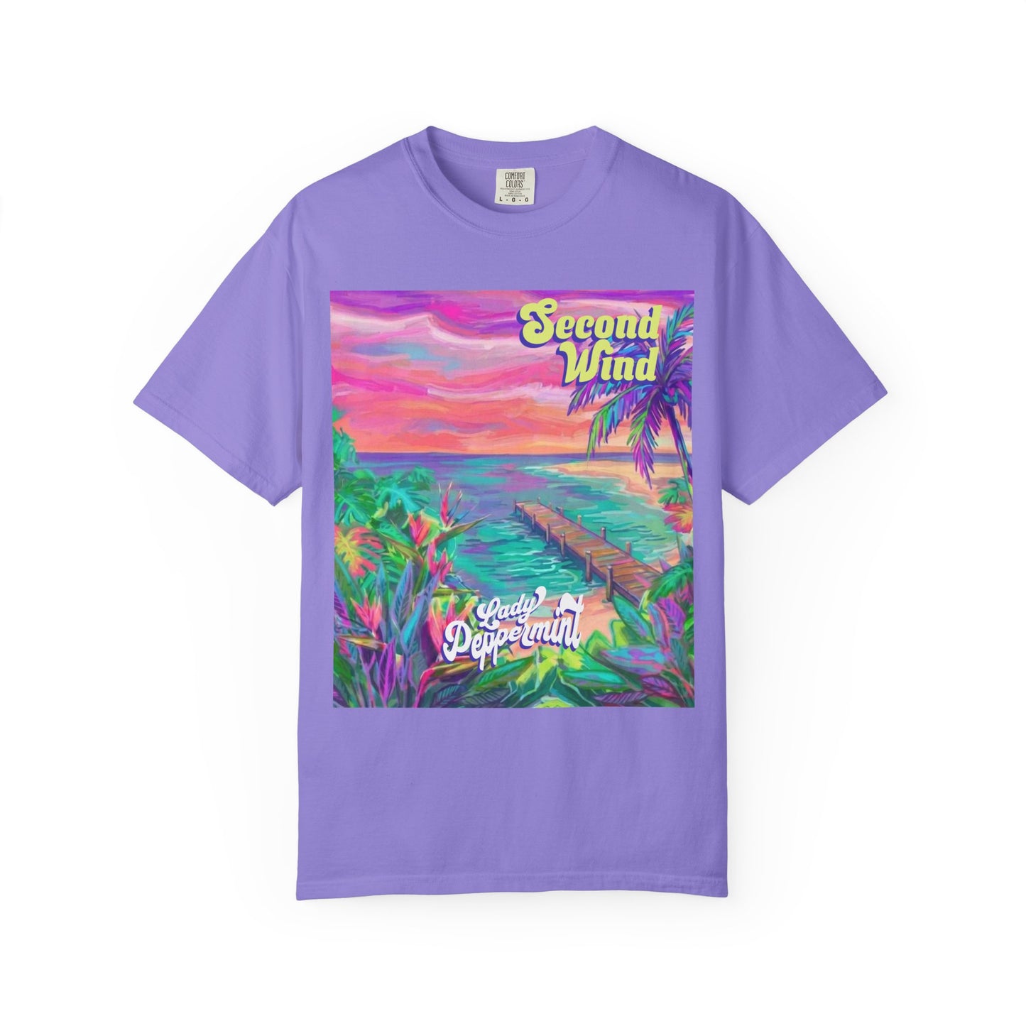Second Wind Sunset Beach T-Shirt — Tropical Vintage Surf Graphic Tee