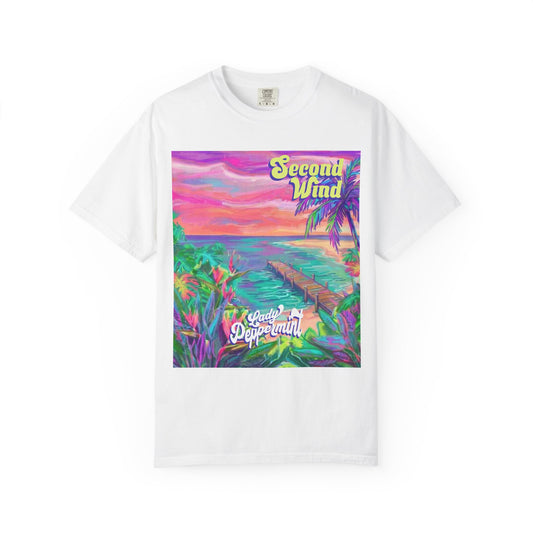 Second Wind Sunset Beach T-Shirt — Tropical Vintage Surf Graphic Tee