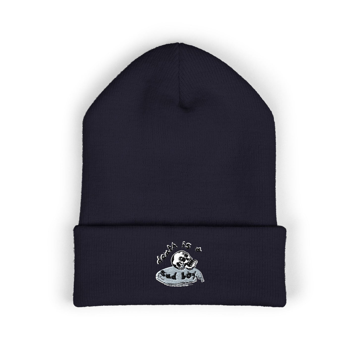 Death Is A Sad Boy Embroidered Classic Cuffed Beanie