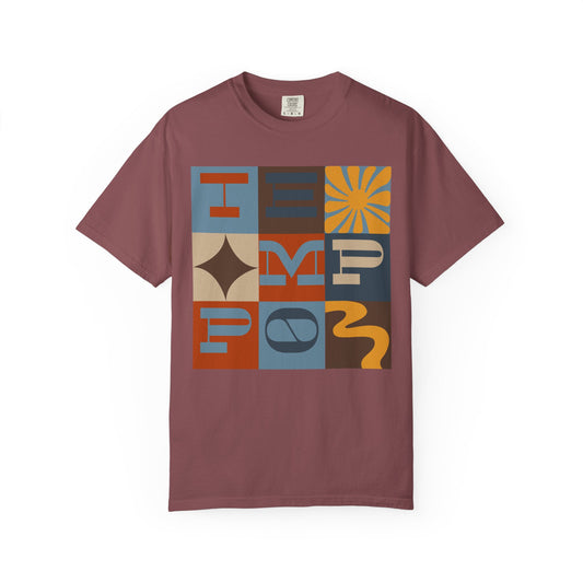 Retro Geometric Grid T-Shirt — Vintage-Inspired Colorblock Design