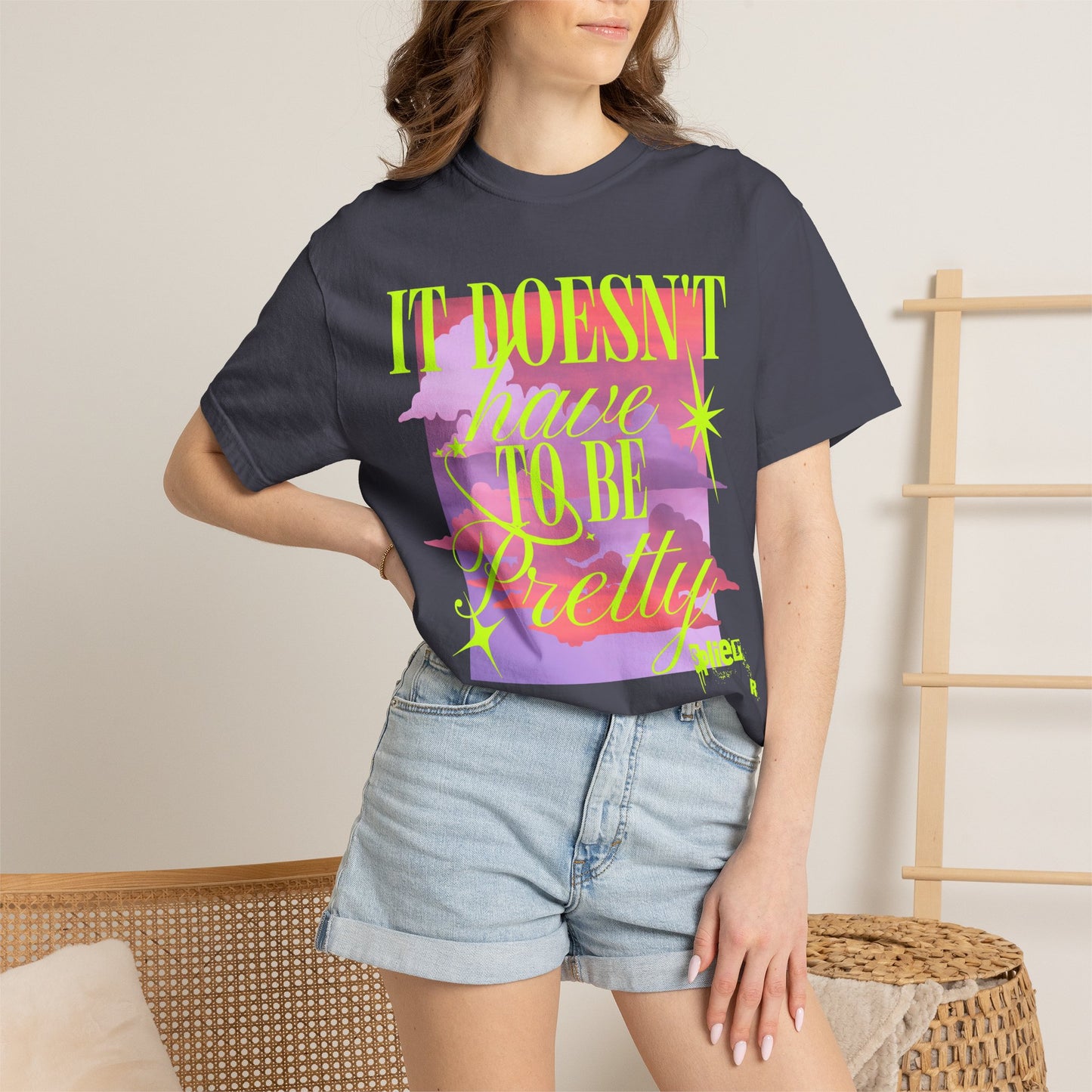 Graphic T-Shirt — "It Doesn't Have to Be Pretty" Neon Retro Design